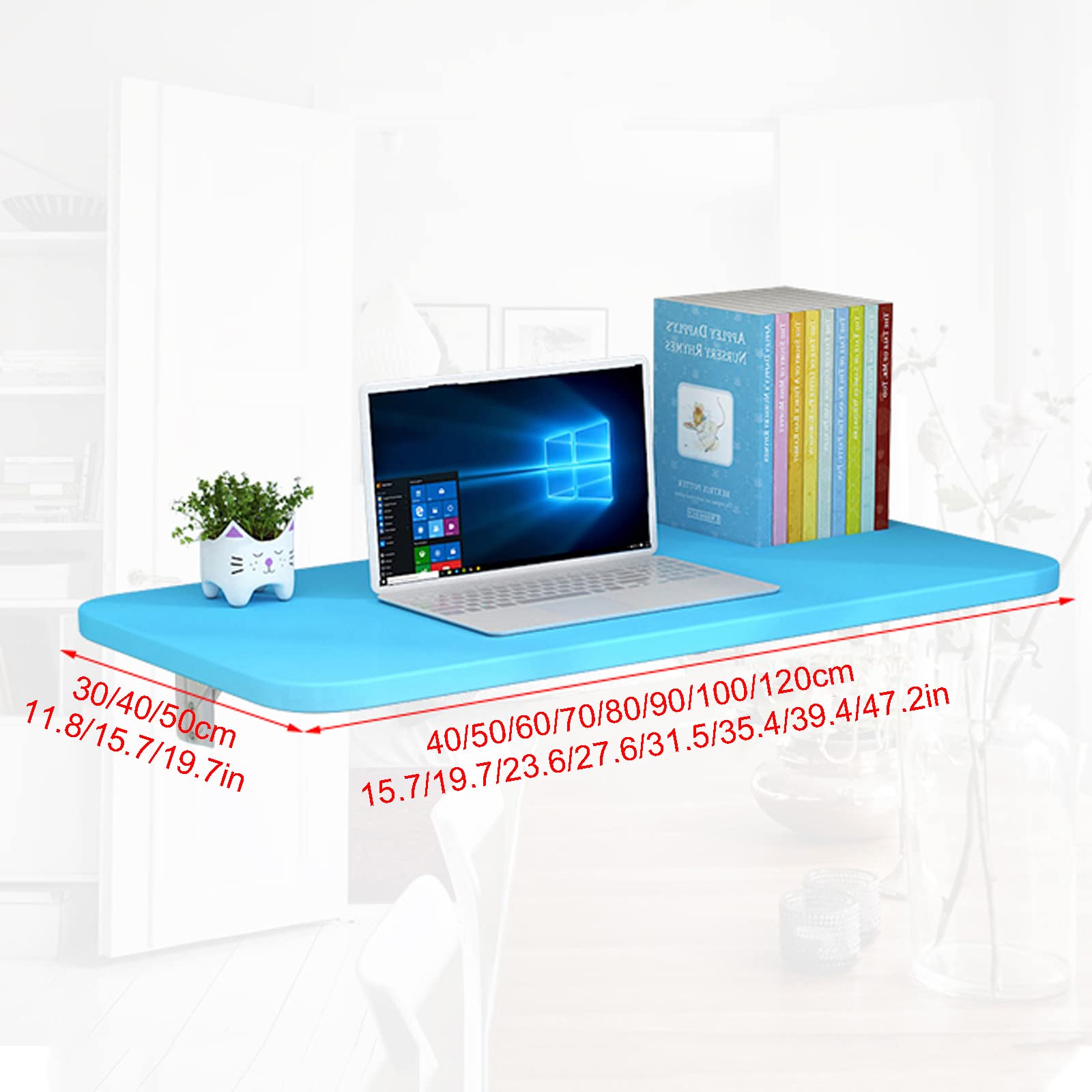 BMXRX Wandklapptisch Klapptisch Wandtisch, Stabiler Klapptisch Wandmontage Platzsparender Schwimmender Schreibtisch Küchentisch Kindermöbel Laptoptisch Esstisch 40x30cm/16x12in White