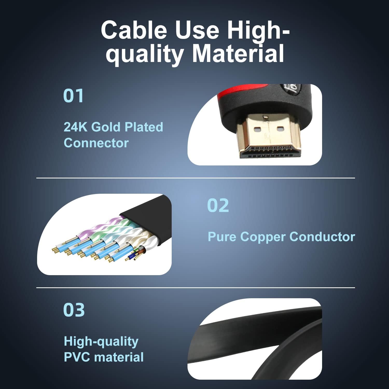 Postta Flat HDMI Cable(50 Feet) Flat HDMI 2.0 Cord Support 4K,3D, 2160p, 1080p, Ethernet and Audio Return-Black-Red