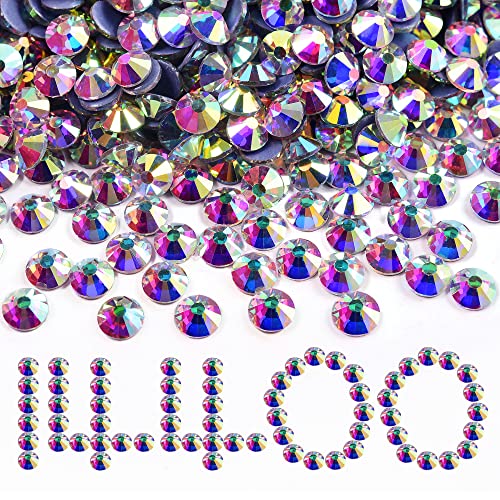 BLINGINBOX Cristales de bisutería, 14 400 piezas, claro, 4 tamaños de SS6 a SS20, termoadherente, para la ropa (Crystal AB, SS12) Cover