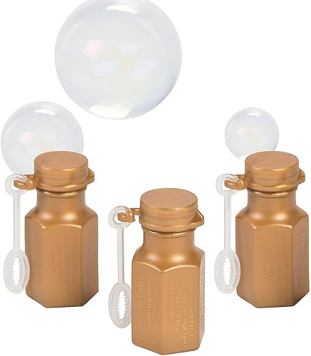 Fun Express - Botellas de burbujas hexagonales de oro metálico 0.3 - Juguetes - Burbujas - Botellas de burbujas - 48 piezas