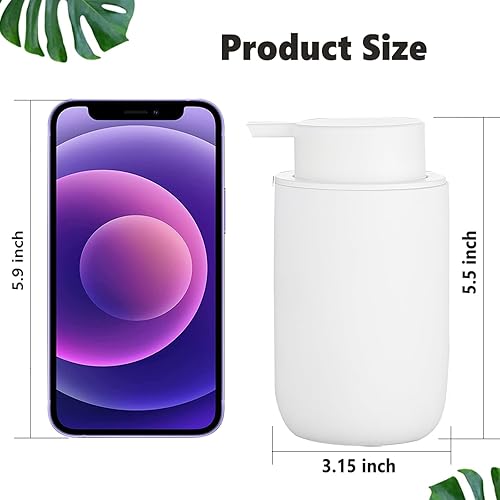 Miniatura 7 de Dispensador de jabón blanco  Dispensador de jabón de manos de cerámica moderno para baño, dispensador de jabón líquido recargable con bomba de jabón