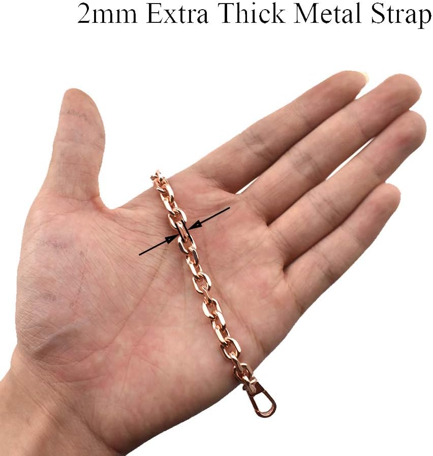 HAHIYO Mini Pochette Purse Chain Strap Thin Wide 6mm for LV Length 15.7 Inches Thick 2mm Rose Gold for Handbag Wallet Clutch Comfortable Flat Metal Strap 1 Pack - Image 3