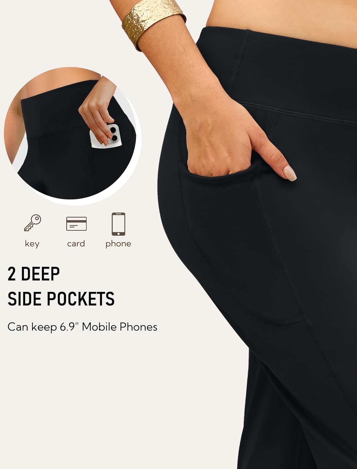 Capri Pants for Women High Waist Cropped Yoga Pants Straight Leg Athletic Workout Leggings with Pockets Black X-Large image 3 of 5 B0GHMTQHR7