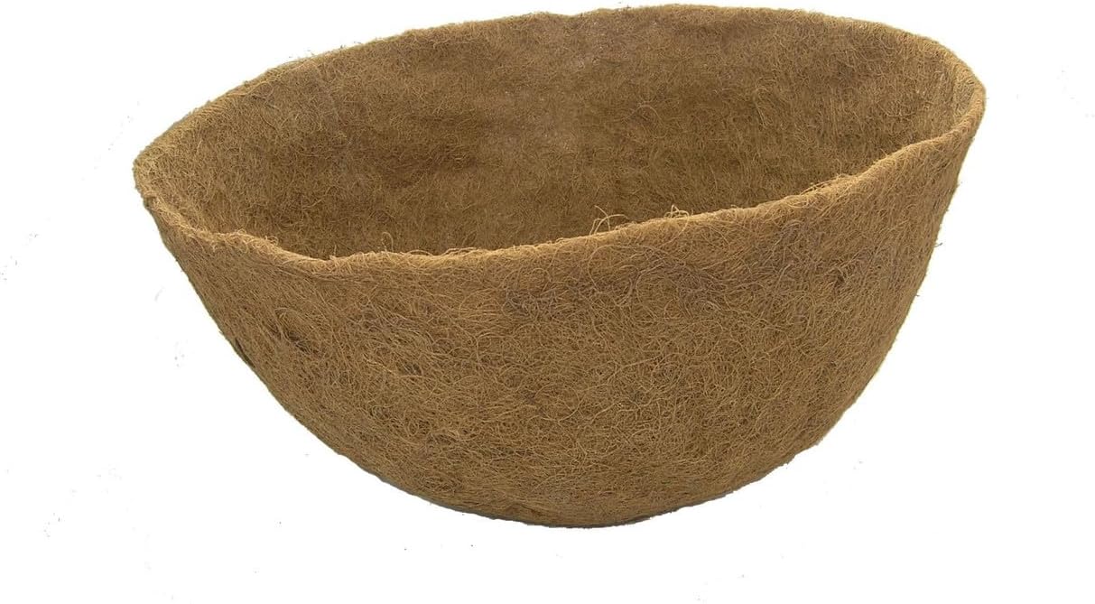 22 Inch x 12 Inch Round Flat-Bottom Molded Coco Liner for Hanging Basket Planter - Single