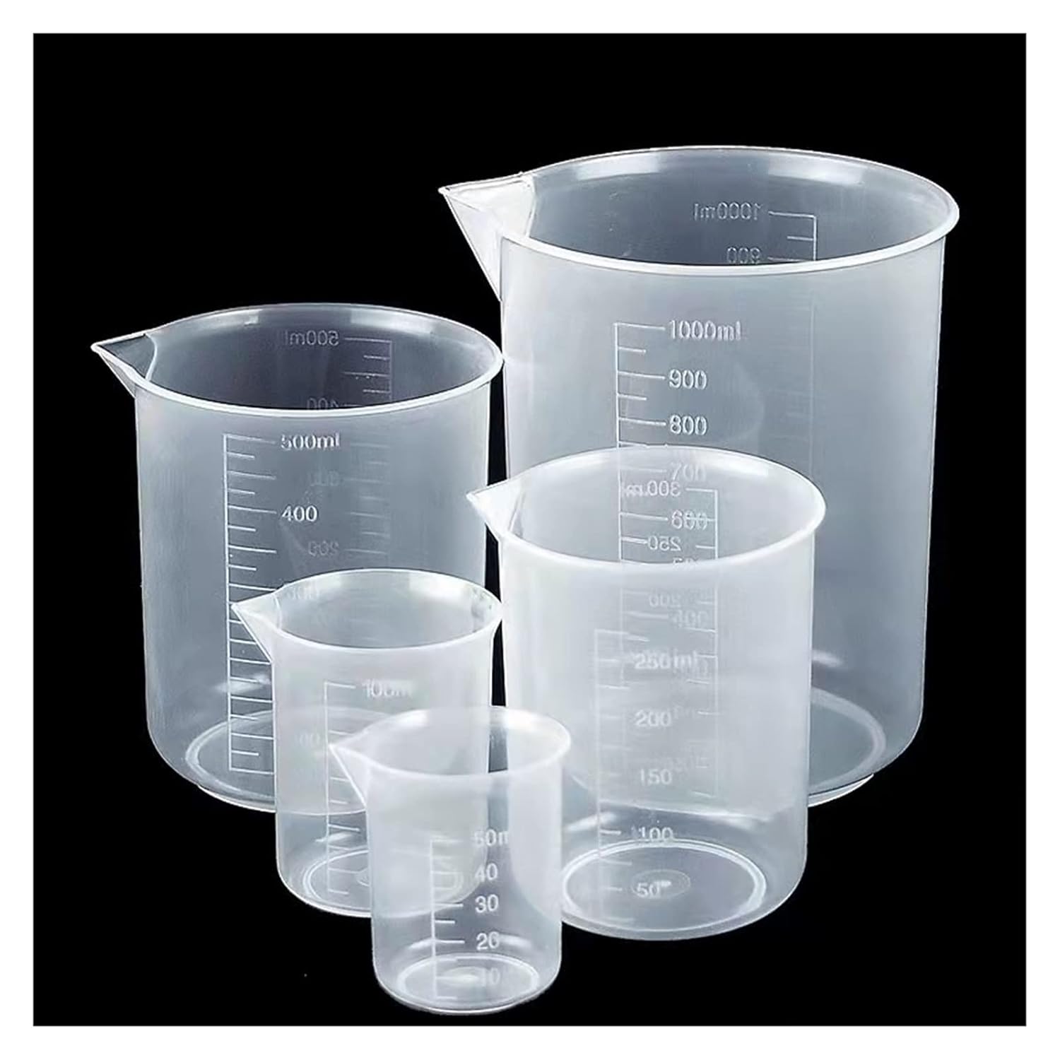 HMFang 25ml to 1000ml Clear Plastic Liquid Measuring Cup Beaker for Lab Kitchen Measuring Tools(25ml 20pcs)