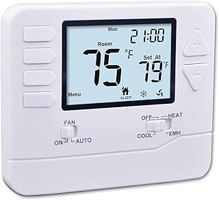 Heagstat H725 5/1/1 Day Programmable Heat Pump Thermostat, 2 Heat/1 Cool DIY Instal, with 4.5 sq. Inch Display