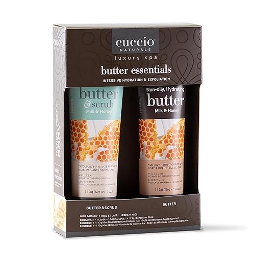 Cuccio Naturale Butter And Scrub Essentials Kit  Proporciona un tratamiento hidratante intenso para una piel suave y sedosa  Fórmula exfoliante alta