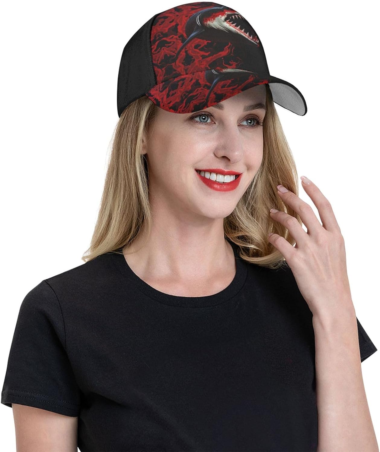 red-Black Shark Baseball Caps for Women Men Golf Dad Hat Adjustable Sun Hat Fashion Sports Caps