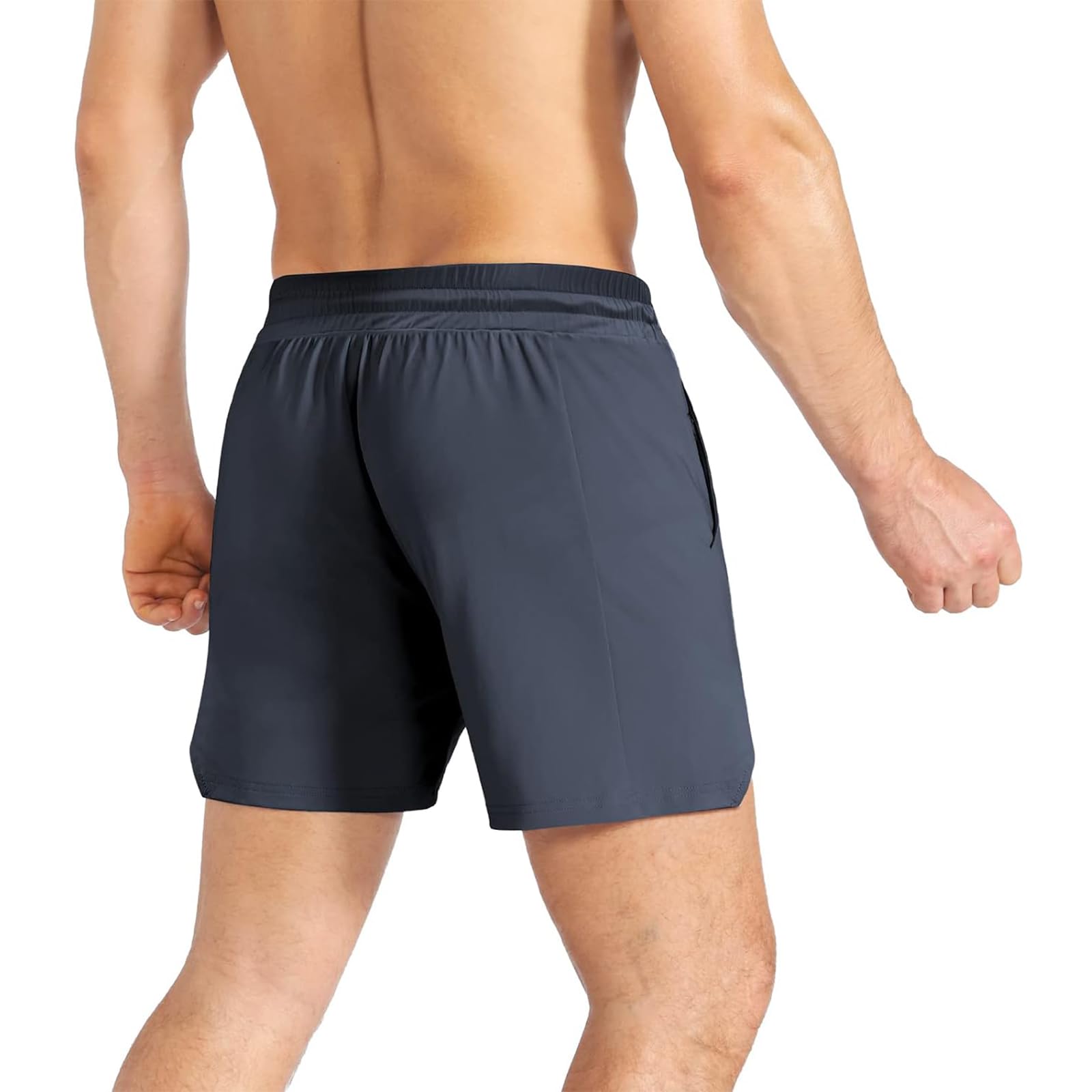 BROKIG Pantalones cortos de gimnasio ligeros para hombre, de secado rápido, para entrenamiento, fitness, correr, con bolsillo con cremallera