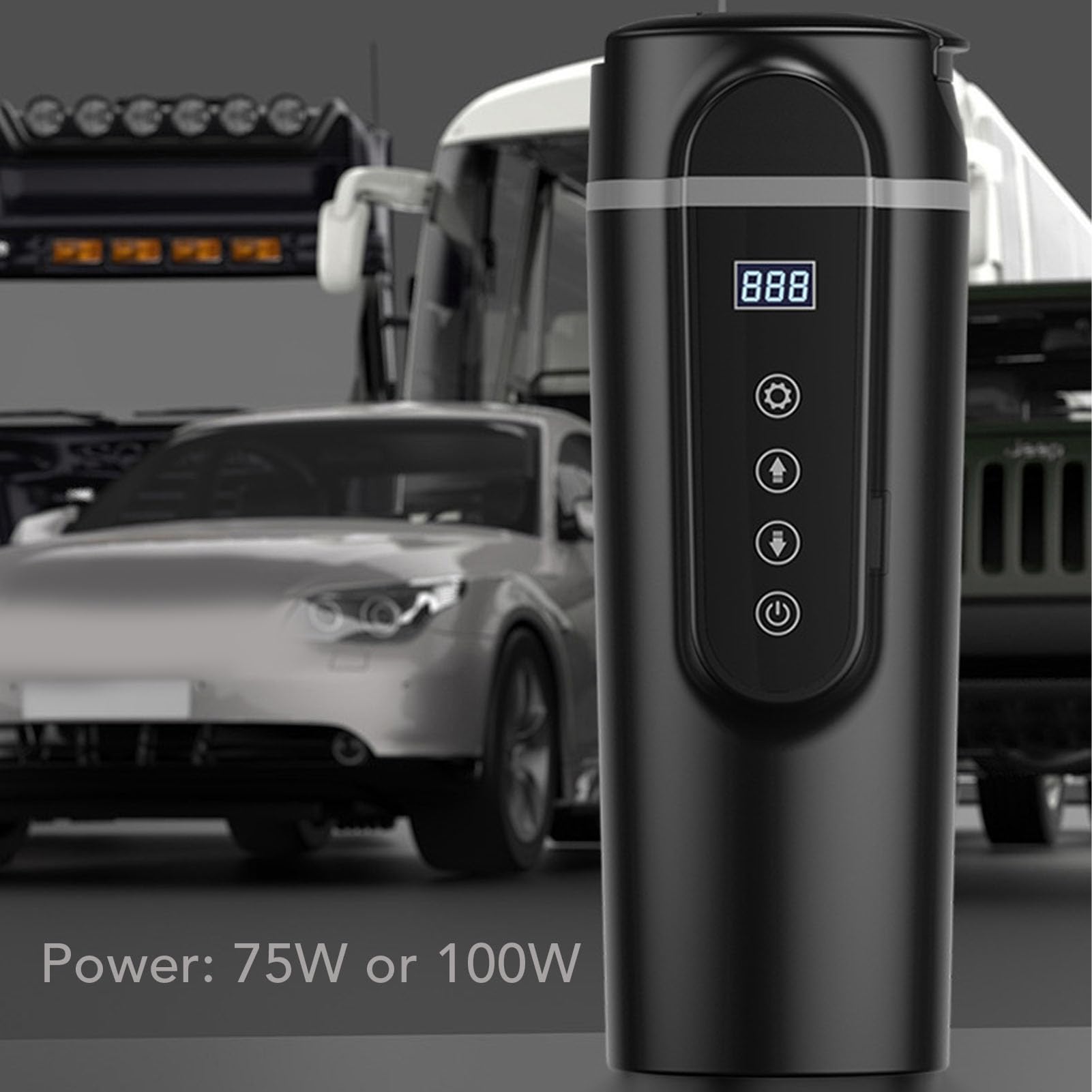 Generic Taza Calefactora Portátil para Coche, Caldera de Agua Eléctrica de 500ML para Viajes, Calentamiento Rápido para Camión, Material ABS