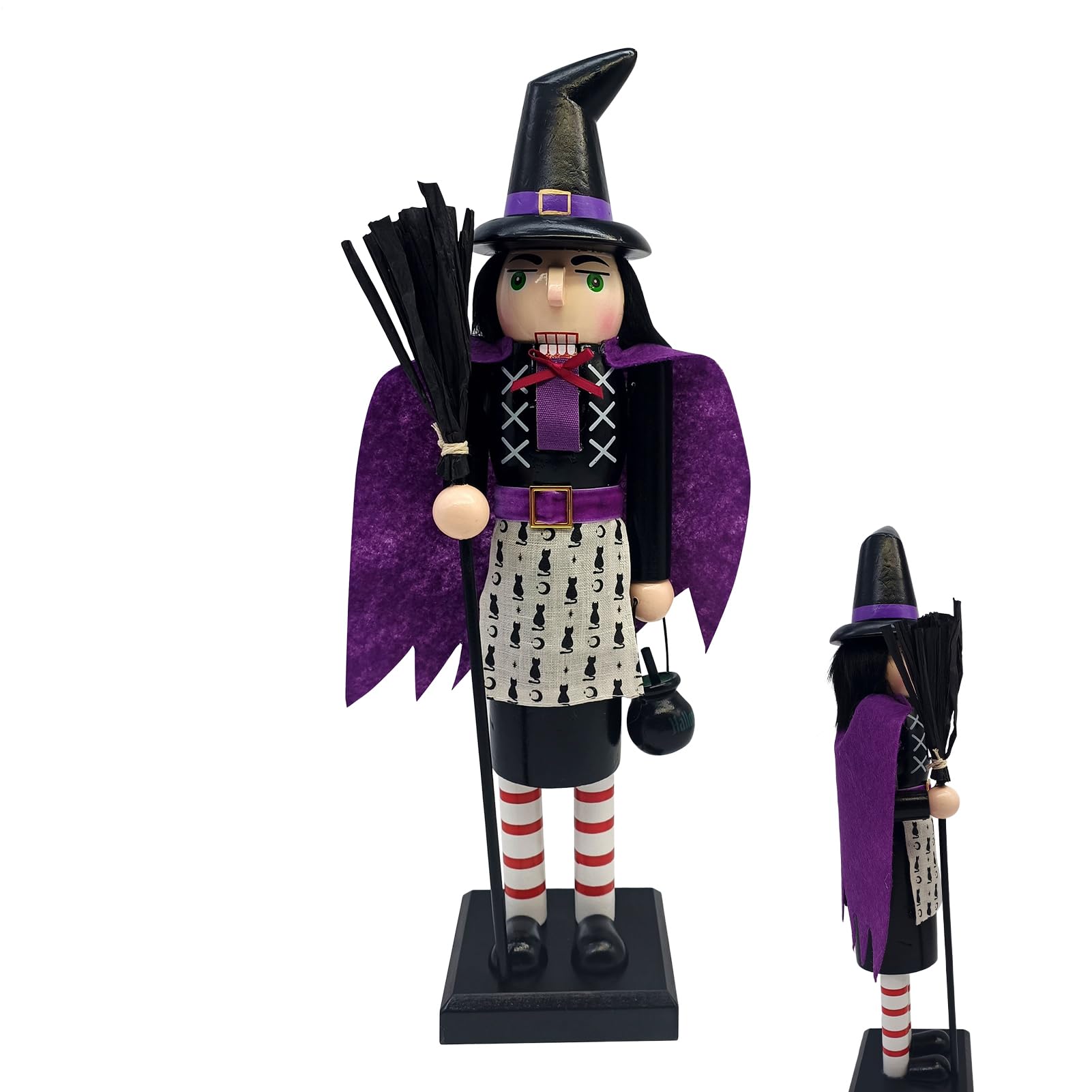 Casse-Noisette Halloween en Bois 35 cm : Idée Cadeau Figurine Sorcière