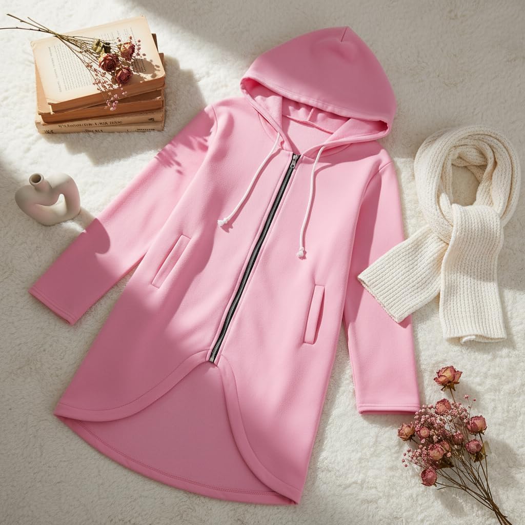 Women's Long Zip Up Oversized Hoodie Casual Loose Tunic Long Sleeve Sweatshirt Open Front Cardigan Jacket with Pockets - Image 5