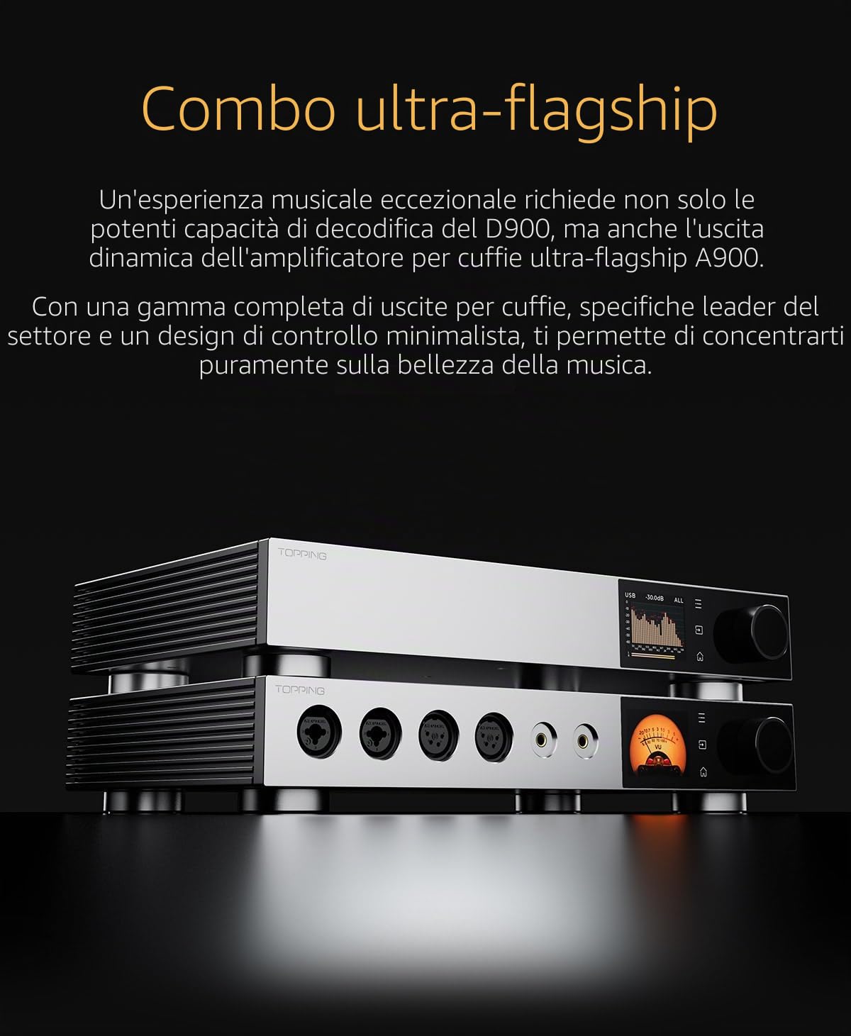 TOPPING D900 Hi-Res DAC Preamplificatore - Modulo PSRM sviluppato internamente BT 5.1 Supporto LDAC 10 Bande PEQ Interfaccia Aurora UI con telecomando (Argento)