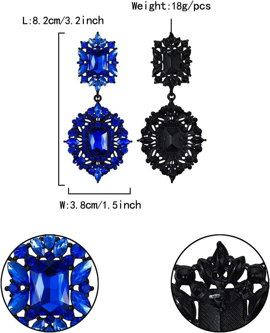 Flyonce Women's Rhinestone Crystal Wedding Art Deco Vintage Style Gatsby Chandelier Dangle Earrings - Image 5