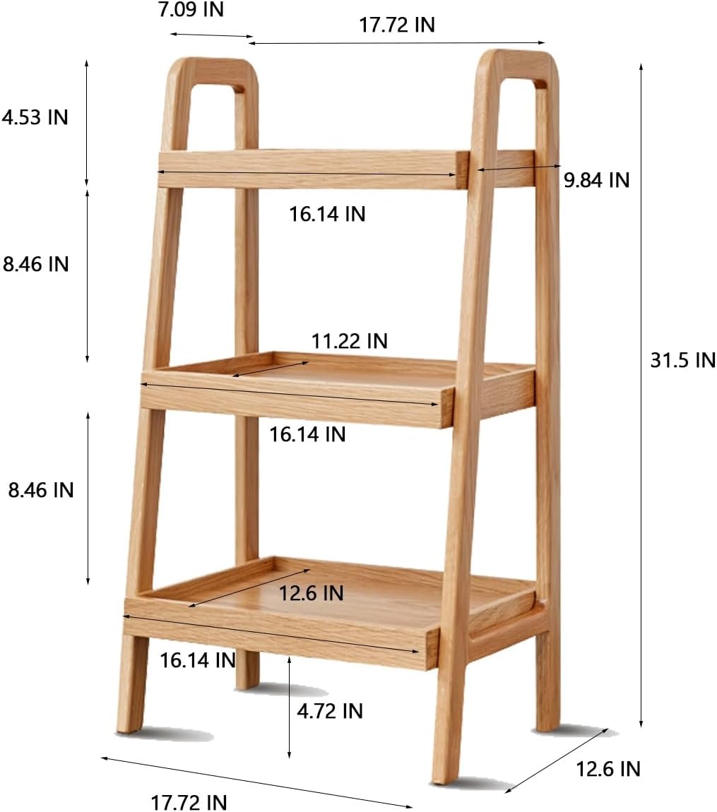 Small Bookshelf 3 Tier Ladder Shelf Side Shelf A-Shape Structure Portable Multi-Functional Side Table Bedside Table Practical(Brown)