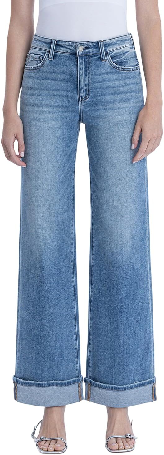 VERVET Women's Olivia High Rise Wide Leg Jeans