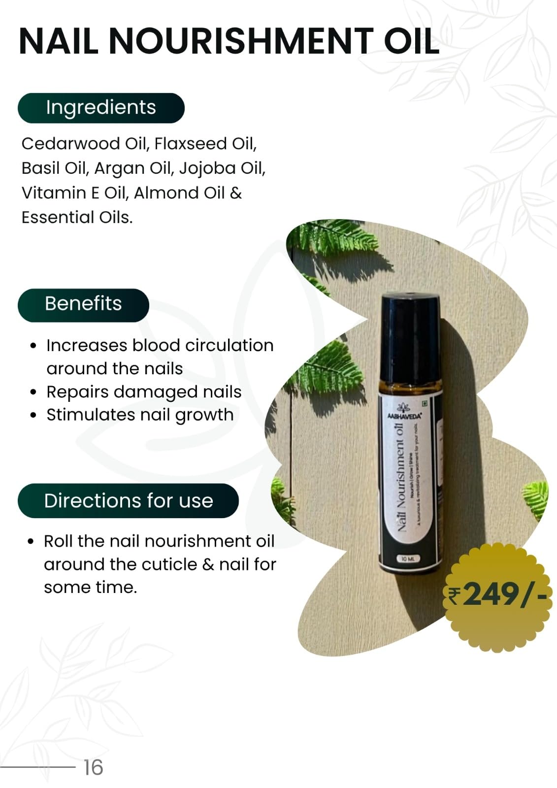 AabhaVeda Luxe Nail Nourishment Oil - Organic Care for Stronger & Healthier Nails | Deep Hydration | Healthy Growth | Cuticle Softening| Nail Flexibility | All Nail Types - 10ML 1