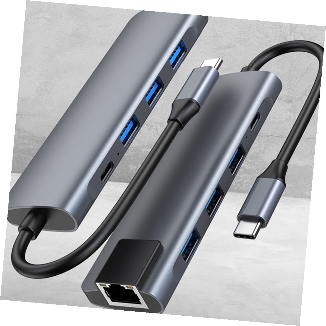 Hub Type C 5 in 1 in Metallo con Porta Pd e Rete Argento