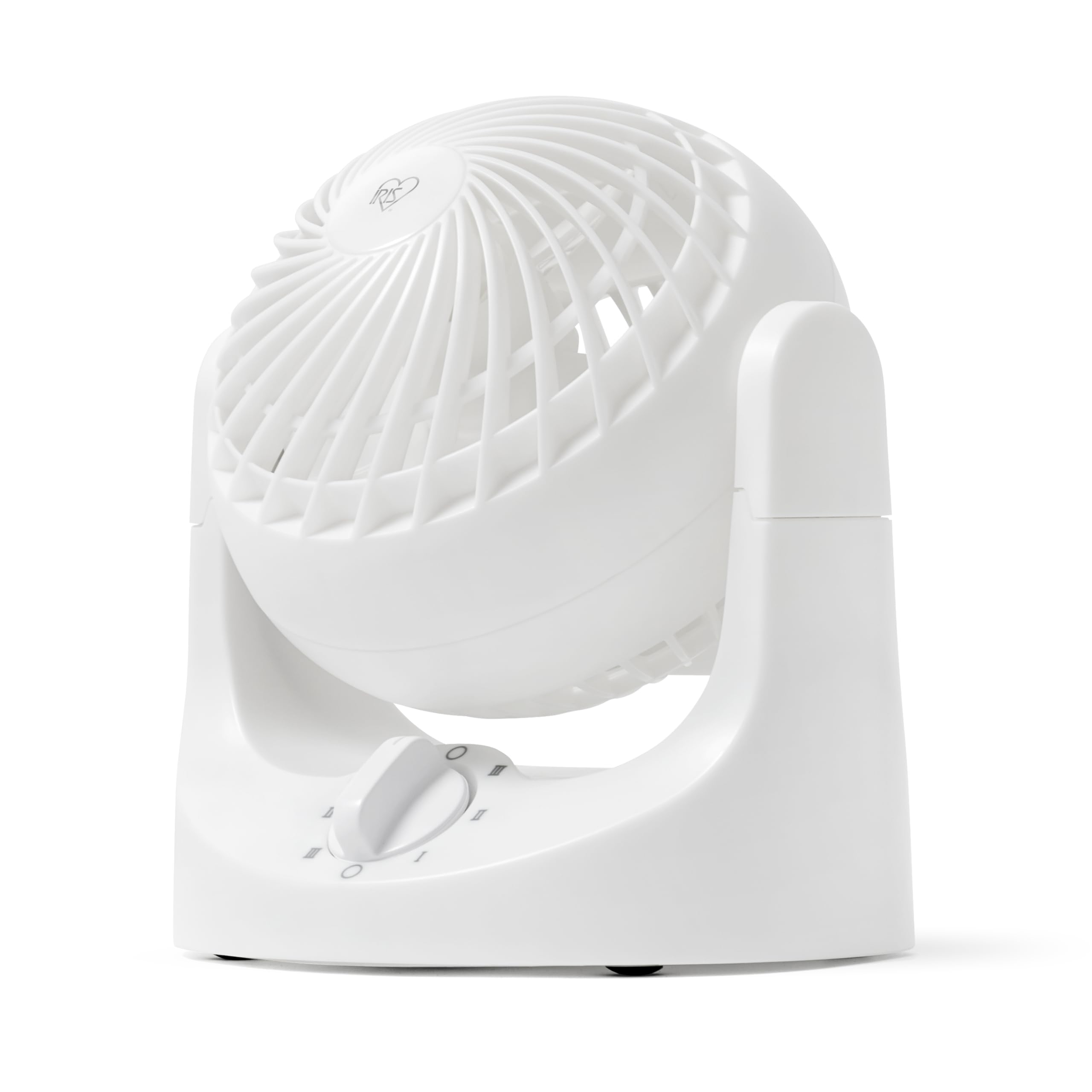 Iris Ohyama Woozoo Ventilatore da tavolo, 7,4 m³/min, inclinazione verticale 110°, bianco, 3 velocità, silenzioso, ideale per camera da letto, cucina, raffreddamento ad aria, potente, made in Francia