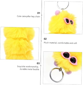 HQHYGM 2pcs Caterpillar Key Chain Key Ring Caterpillar for School Bag Novelty Accessories
