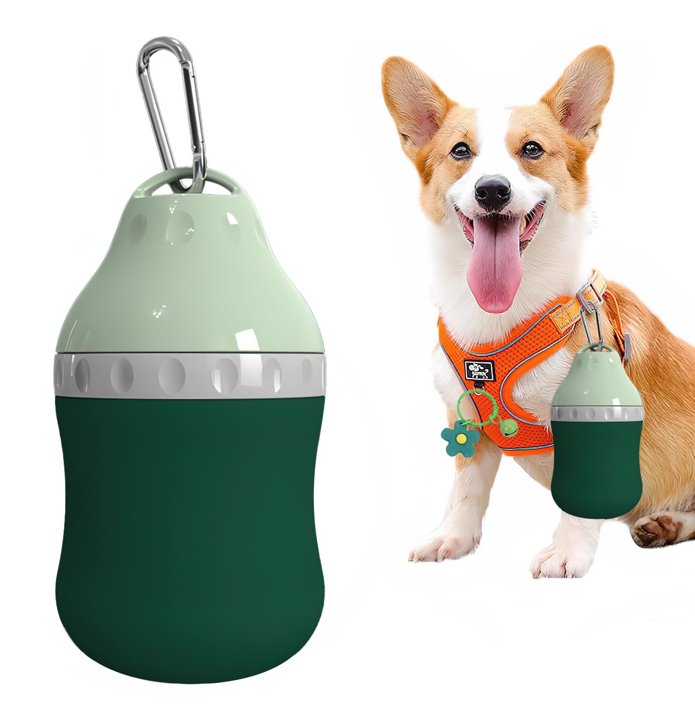 Dog Travel Water Bottle Detachable Bowl Leak Proof Portable ，Silicone Bottle Body，Collapsible and Suitable for Small Pets for Outdoor Walking, Hiking,