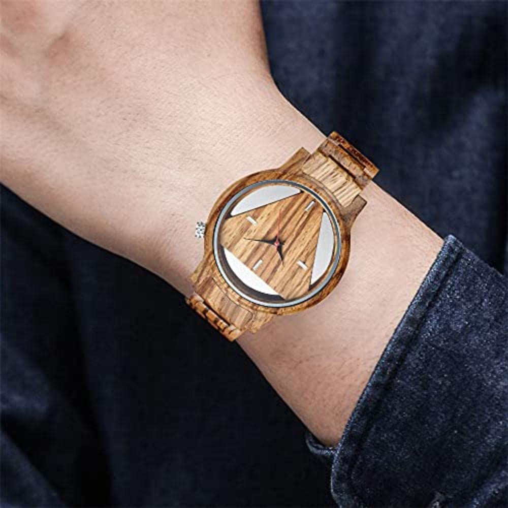 Tiong Reloj Madera Hombre Natural De Madera del Reloj Cuarzo Japonés Relojes Único Texturas Reloj de Madera Colorido Unisex…