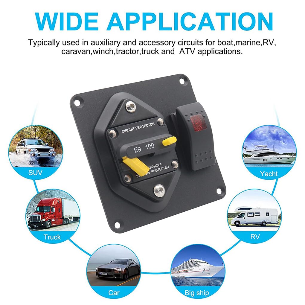 2 Set di Interruttore Automatico con Interruttore a bilanciere per Barca Interruttore da Pannello ON-off Interruttore Automatico con Interruttore a bilanciere per Barca Affidabile Sicuro 250A