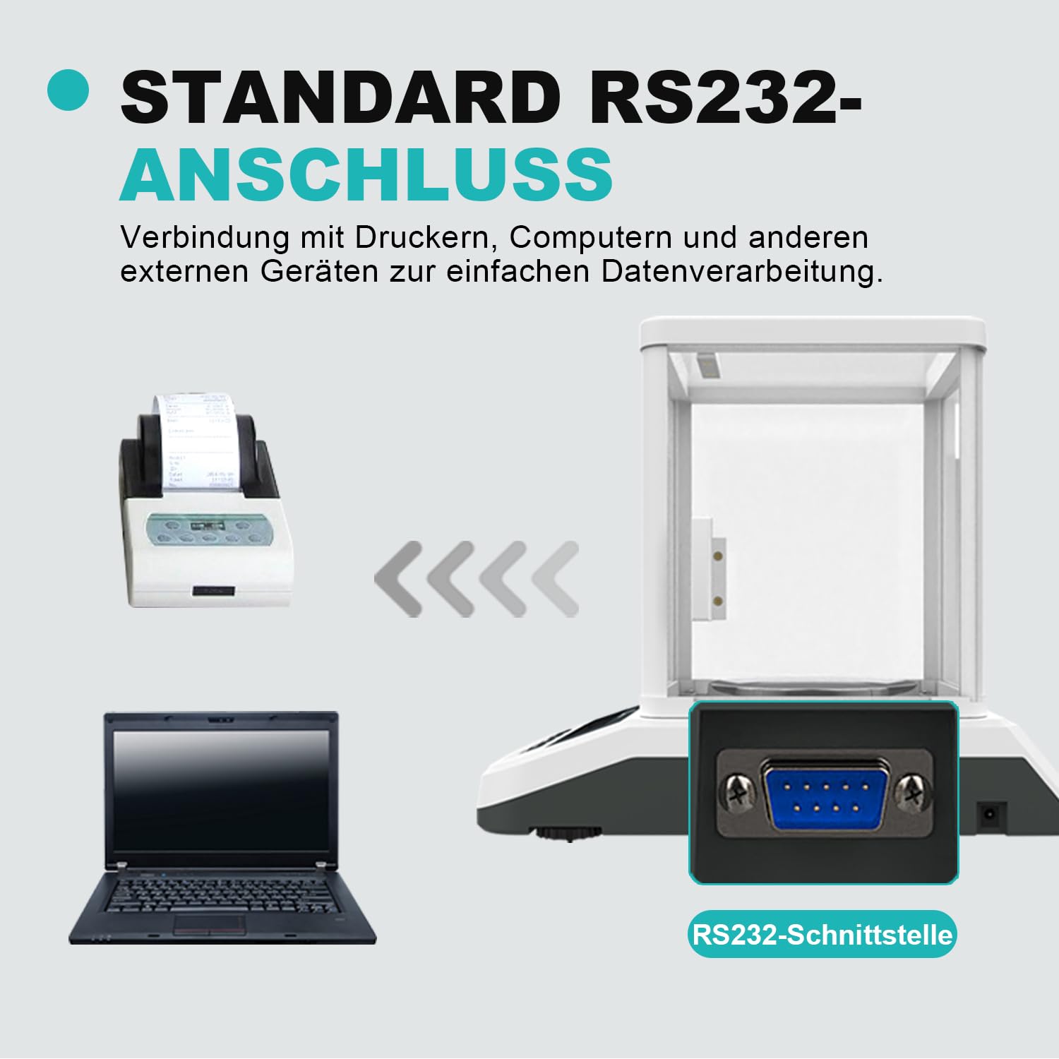 JOANLAB Analysenwaage 500g x 0,001g Hochpräzise Laborwaage Externe Kalibrierung Beleuchtete LCD-Anzeige FA5003S