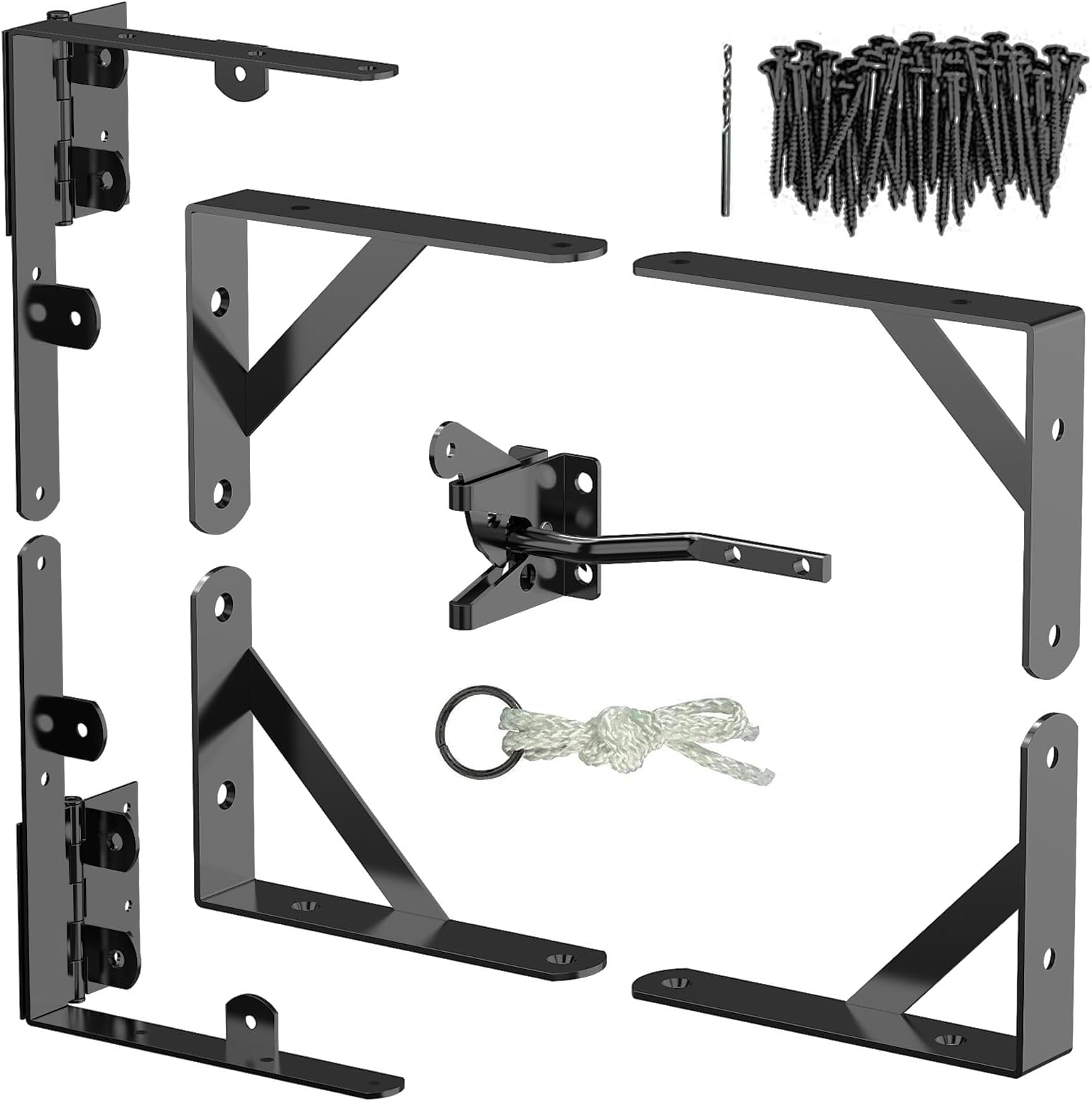Gate Frame Fence Kit With Gate Latch, Anti-Sag Corner Brace Bracket Hardware Kit With Hinges