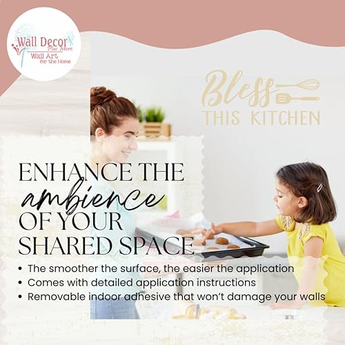 Miniatura 6 de Bless This Kitchen Quote Decals for Wall - Die-Cut Vinyl Wall Art - Inspirational Decals for Kitchen & Dining Room - Matte Vinyl Wall Decal Sayings