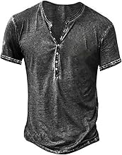 Hemd Herren Langarm/Kurzarm Henley Shirt Männer Freizeithemd Vintage Casual Leicht Baumwolle Slim Fit T-Shirt