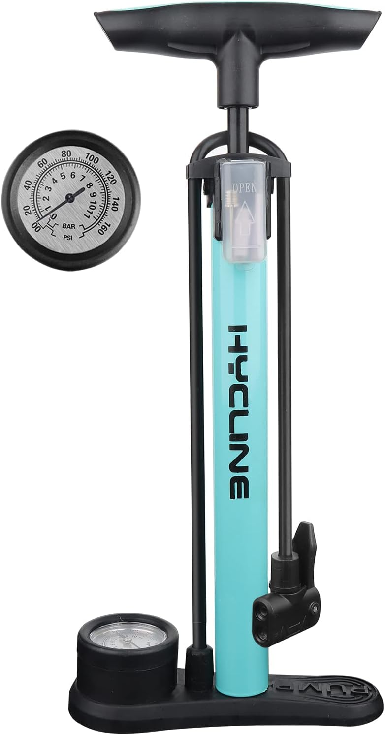 Hycline Bike Pump with Gauge, Portable Floor Bicycle Tire