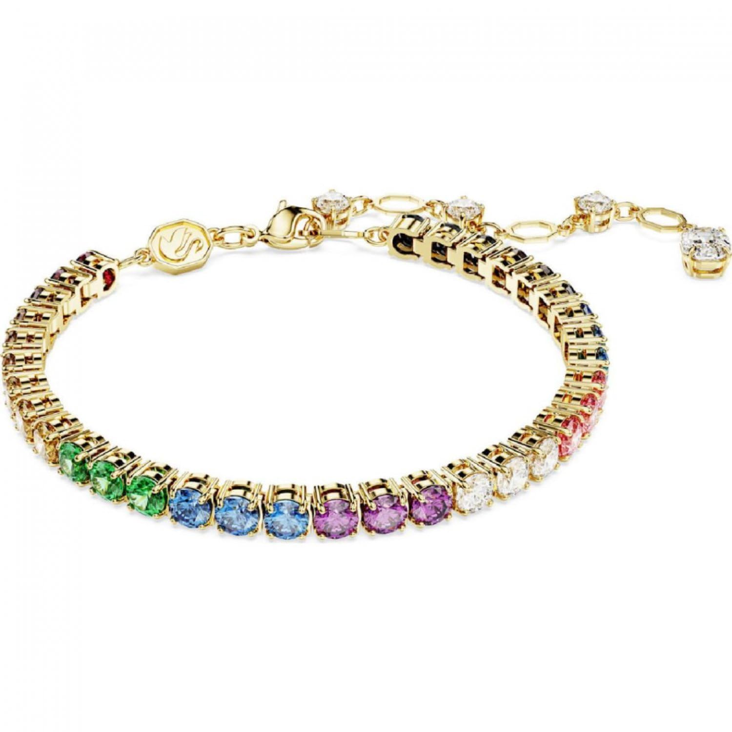 Swarovski Matrix bracelet, Round cut, Multicoloured, Gold-tone plated