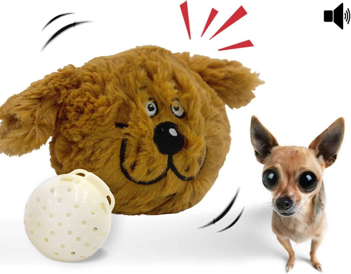 Dog Toy Interactive Plush Squeaky Electric Pet Toys, Battery Operated Auto Moving Ball, for Prevent Boredom (Doggy)