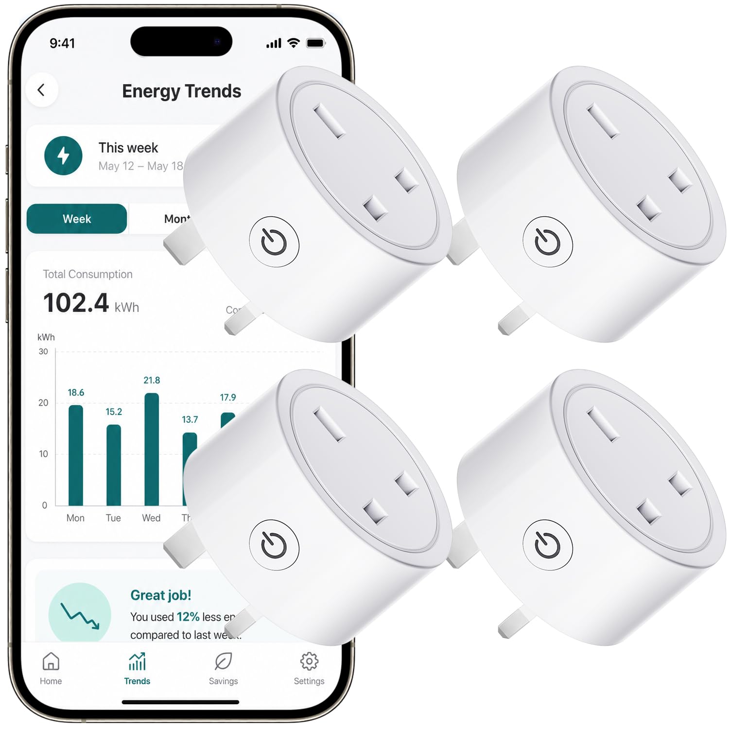 LumeNano (4-Pack) Smart Plug, WiFi Plug, 20A/3680W Alexa Plugs, App Remote Control, Voice Control with Smart Things, Alexa, Google Home, Scheduling & Timer, Device Sharing, No Hub Required