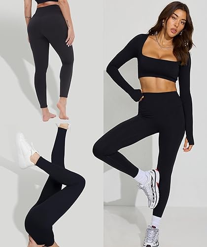 Miniatura 2 de GAYHAY Leggings de cintura alta para mujer, suaves, opacos, ajustados, con control de abdomen, pantalones estampados para correr, ciclismo, yoga