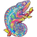 🎁🎁【Größe】: Jedes Puzzle hat die Größe A4 (210 mm * 297 mm) und eine Dicke von 5 mm. Wolf: 127 Stück, Chamäleon: 120 Stück, Katze: 124 Stück, Elefant: 124 Stück.