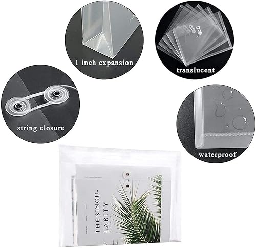 Miniatura 4 de Paquete de 36 sobres de plástico de tamaño legal, carpetas transparentes con cierre de cuerda, expansión de 1 pulgada, organizador de documentos de