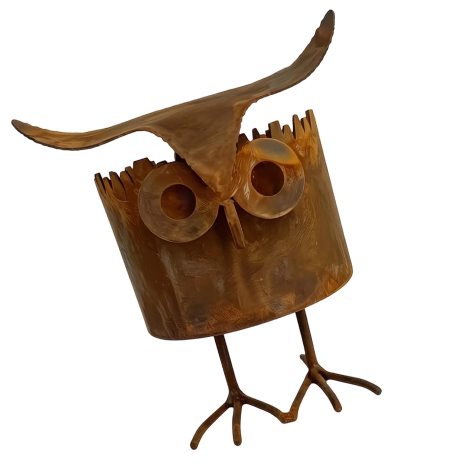 Tabletop Owl Planter, Iron Decorative Flower Container with Distressed Finish for Windowsill Greenery, Patio Decor and Garden Display Owl Planter Decorative Iron Flower Container Distressed Tabletop