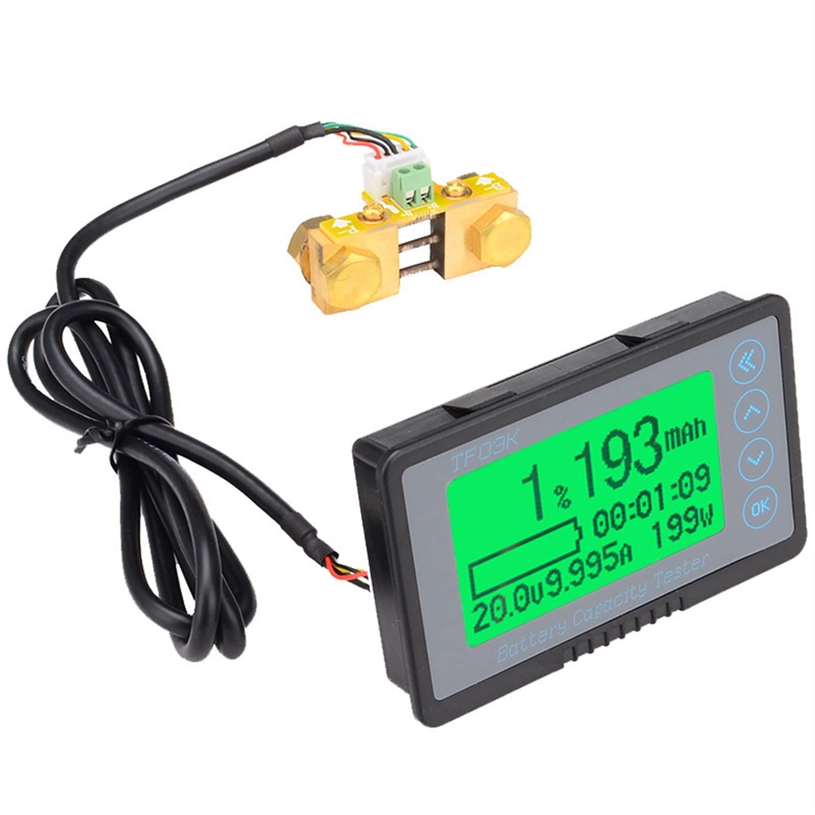 Comprobador de capacidad de batería, TF03K DC10 ~ 120V 50A / 100A / 350A / 500A Capacidad de la batería Probador de tensión de voltaje Muestra el contador de Coulomb WiHT 1M función de prueba de capac