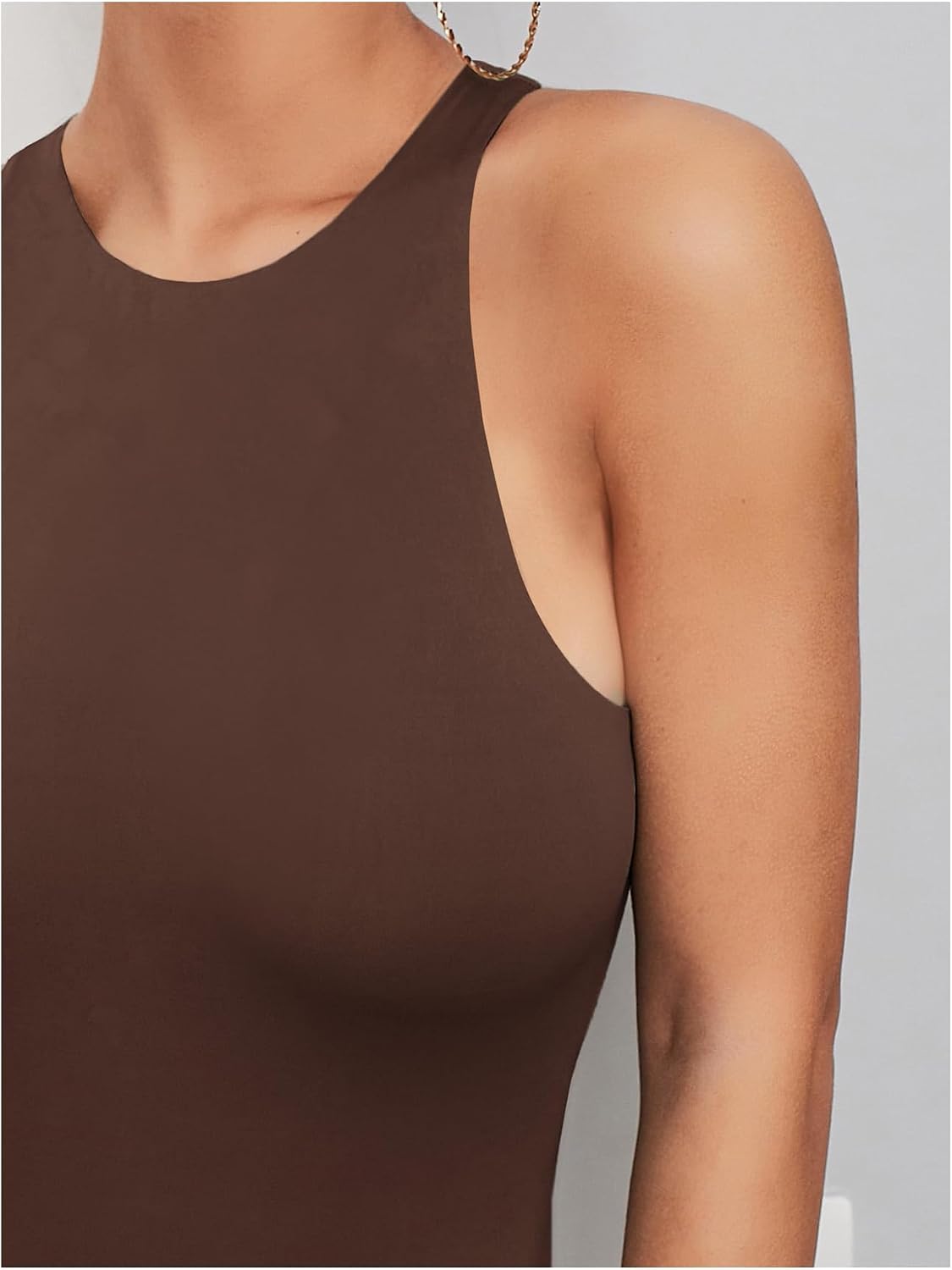 MakeMeChic Women's Tank Top Body Suit Crew Neck Sleeveless Slim Fit Going Out Bodysuit