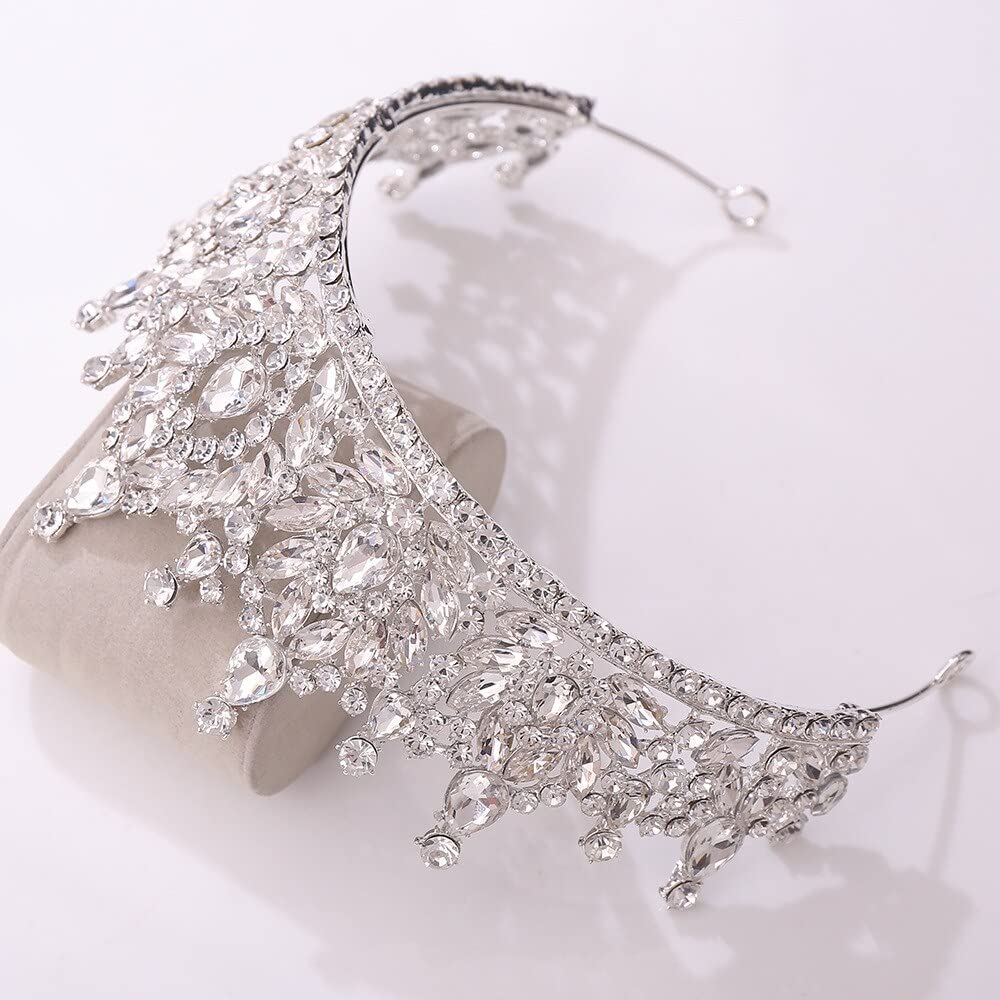 Diadème De Mariage En Strass Cristal Pour Mariée Avec Voile - Couronne Fête, Cosplay, Halloween, Noël - Ensemble Élégant
