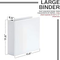 Vista 6 de 4 Pack of 6 Inch 3 Ring Binder with Locking Angle D Rings, Professional Heavy Duty Large Storage Binder with Pockets, Fits 8.5 x 11 Inch Sheets