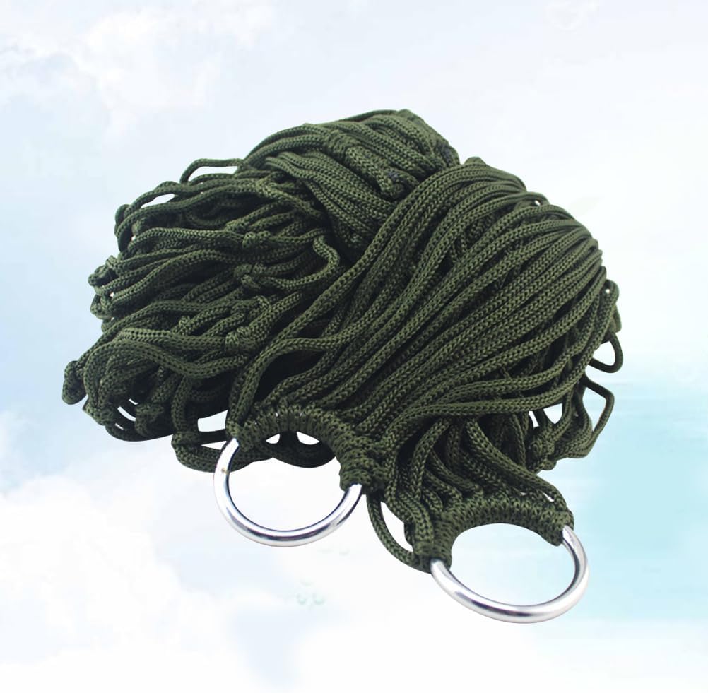 Garneck Outdoor Leisure Mesh Rope Hammock Nylon Hanging Hammock Sleeping Net Bed for Outdoor Camping Hiking Picnic (Blue)