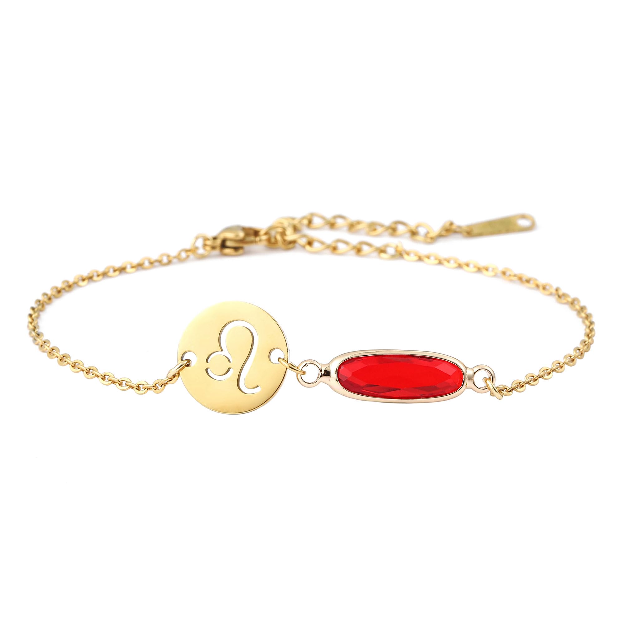 TGOLM 14k Gold Plated Zodiac Birthstone Bracelet, Horoscope Sign Charm Link Bracelet for Women Birthday Gift