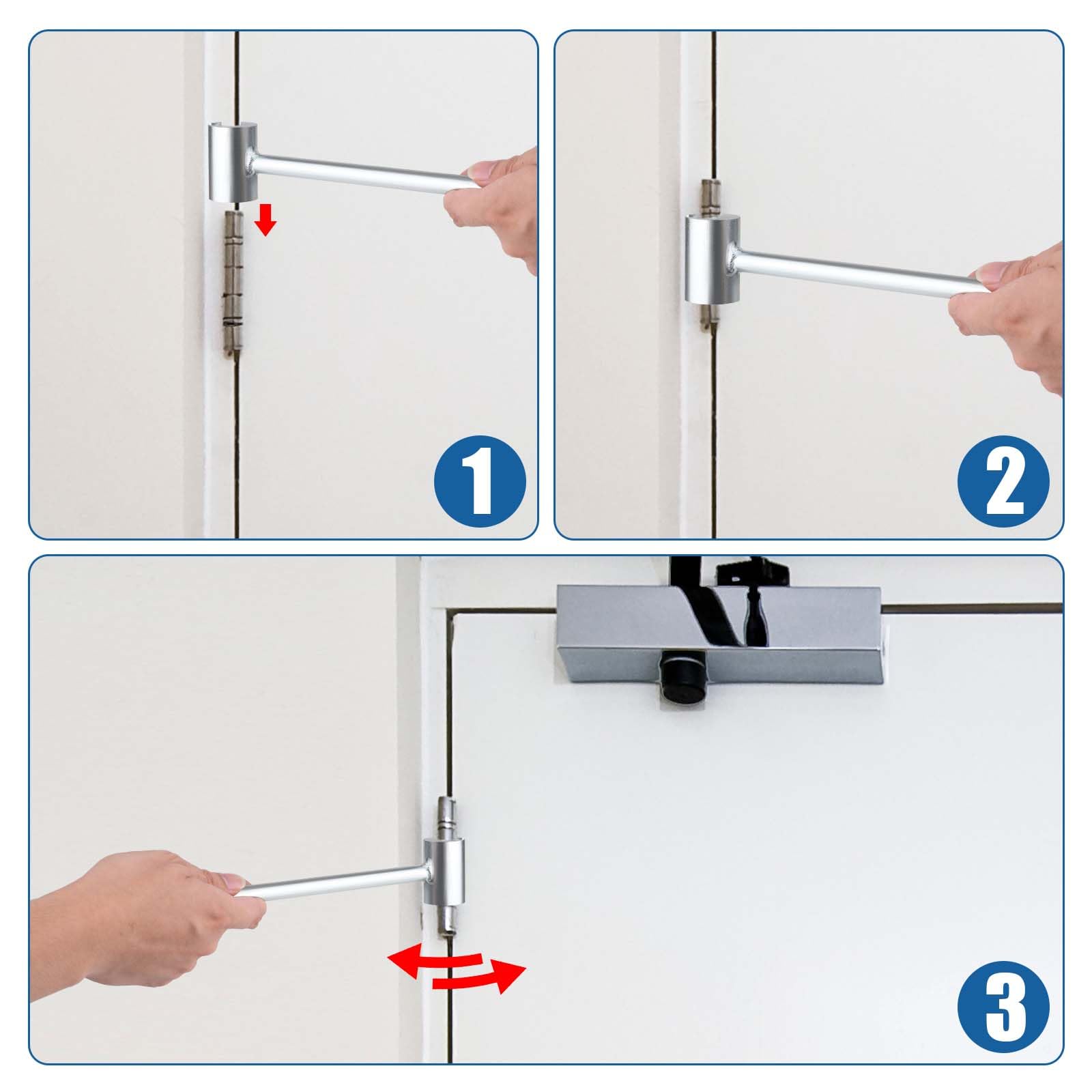Gosknor Llave de ajuste de huecos para bisagras, herramienta práctica de ajuste de bisagra de 0.5 a 0.75 pulgadas para puerta, resistente, puerta de seguridad para sala limpia contra incendios