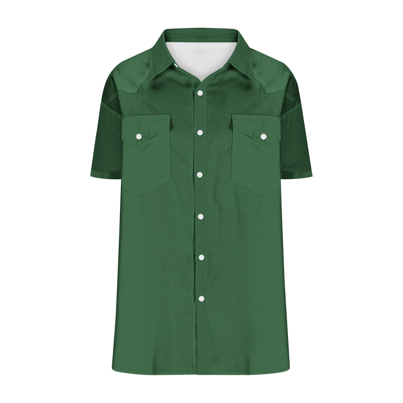 Herren Leinenhemd Umlegekragen Hemd Shirts Business Freizeithemd Sommer Lässig Kurzarm Tops Baumwolle Leinen Standhemd Regular Fit Einfarbig Sommerhemd Leicht Atmungsaktiv Oberteile