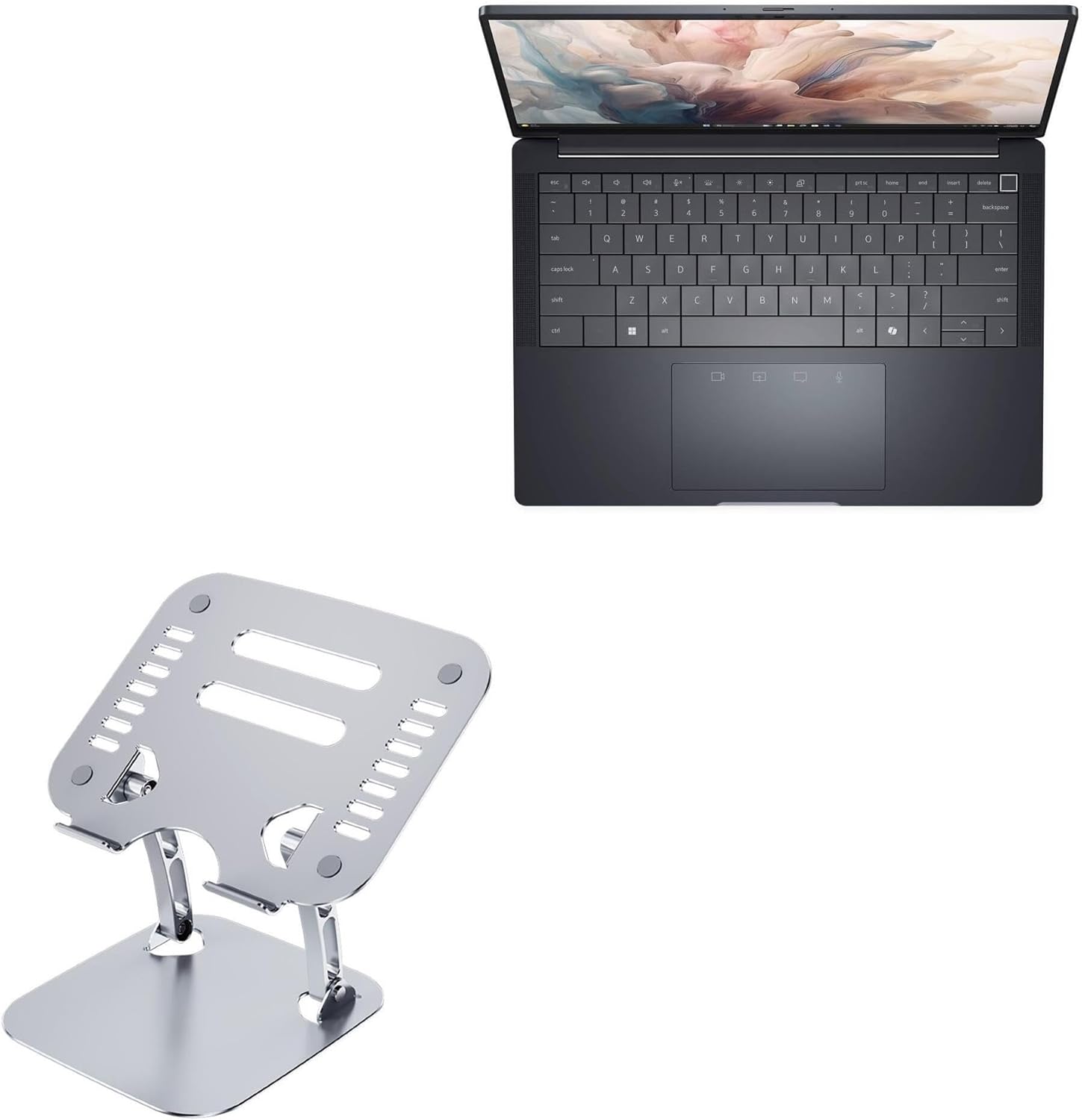 BoxWave Stand and Mount Compatible with Dell Pro 13 Premium - Executive VersaView Laptop Stand, Ergonomic Adjustable Viewing Angle Metallic Riser - Metallic Silver