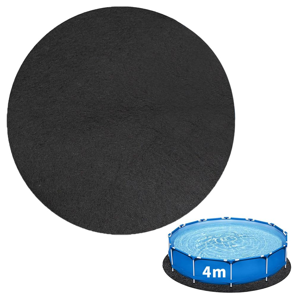 Tappetino per Piscina Rotondo, 4m Tappeto Base per Piscina, Telo di Fondo per Piscina Pieghevole, Tappetino Piscina Extra Spesso, Evita Forature, Protezione del Pavimento per Piscina Gonfiabile