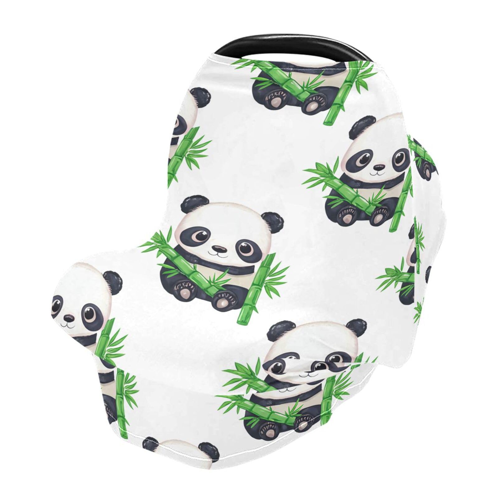 Nesatuwa Baby Car Seat Cover Cute Panda Breastfeeding Covers Stretchy Breathable Multi-Use Cover Carseat Canopy for Girls and Boys